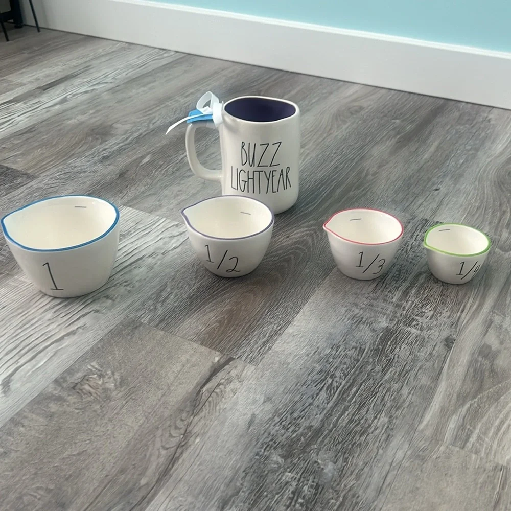 Toy Story Rae Dunn Disney Measuring Cups NWT Set of 4 and Buzz Lightyear Mug